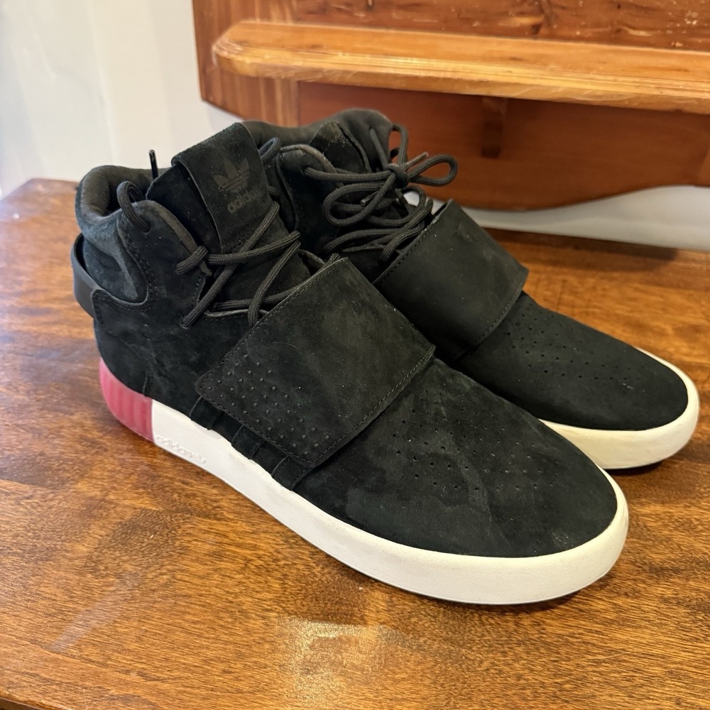 Adidas Originals Tubular Invader Strap Shoes Black Shock Pink B39365 Womens‎ 9